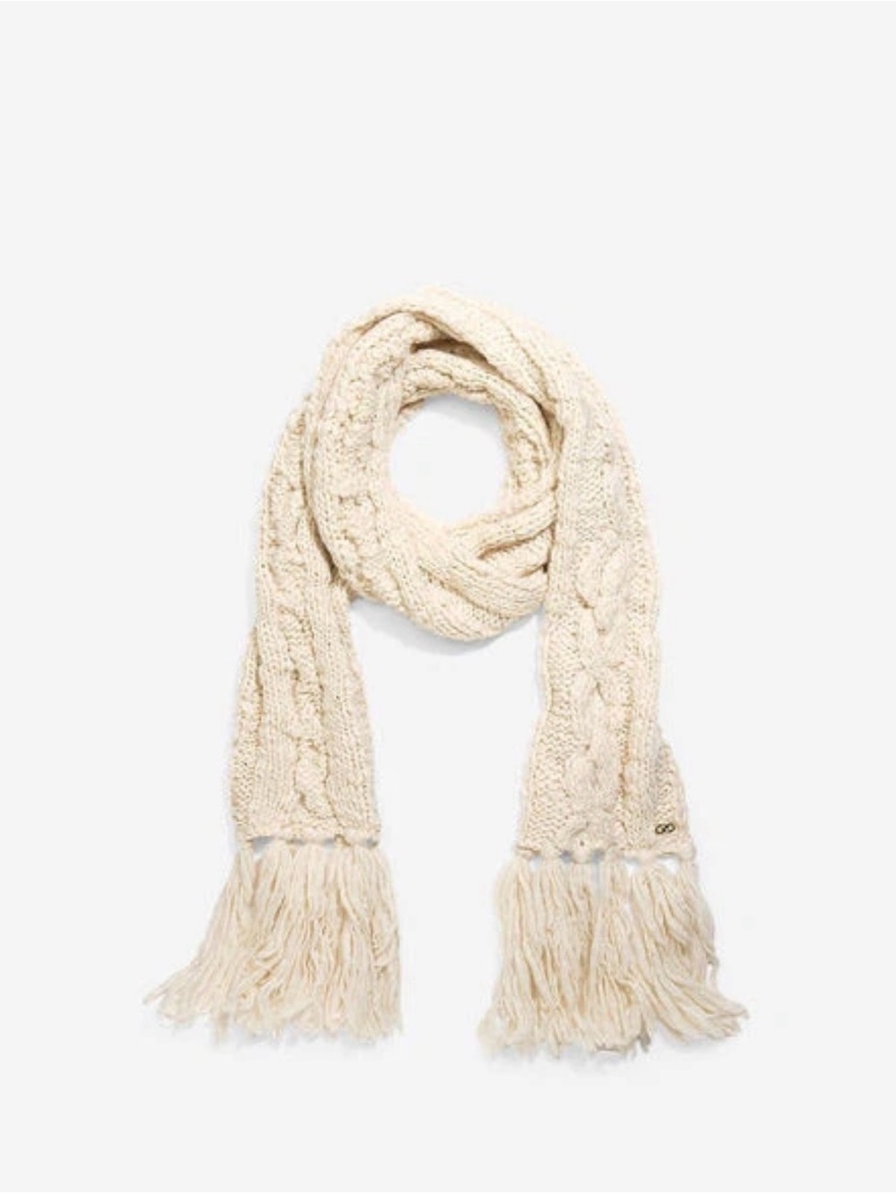 Cole Haan Women's cream Chunky Cable Muffler scarf With Fringe RV$90